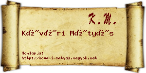 Kővári Mátyás névjegykártya